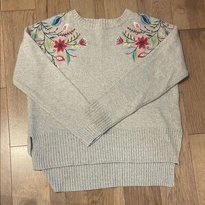 Embroidered Gray Sweater